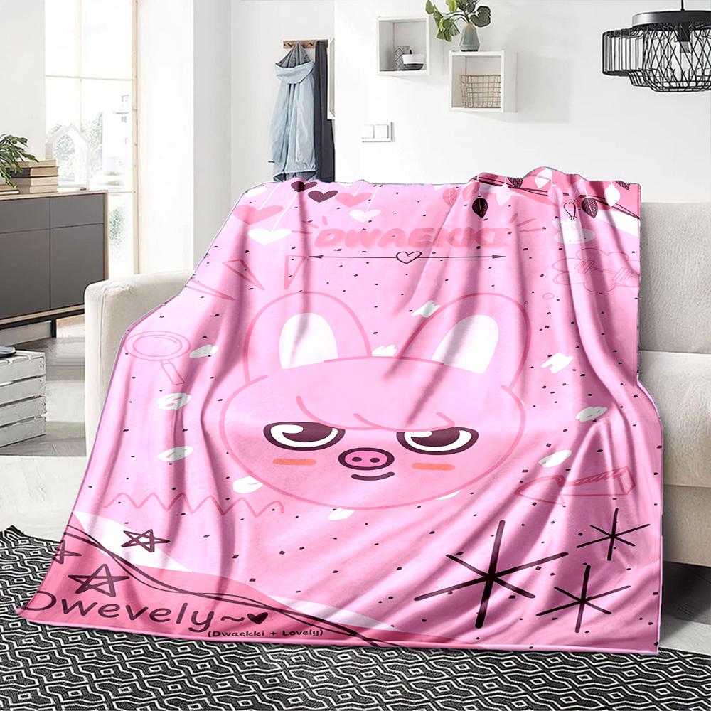 1Pc Cute Animal Expressions Blanket For Couch Bed Plush Cozy Fuzzy Blanket Super Soft Warm Blankets For Fall And Winter 091843