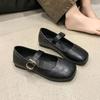 Versatile Square Head Temperament Commuting Mary Jane Shoes Women's Autumn New Retro Single Shoes Flat-soled Small Leather Shoes
