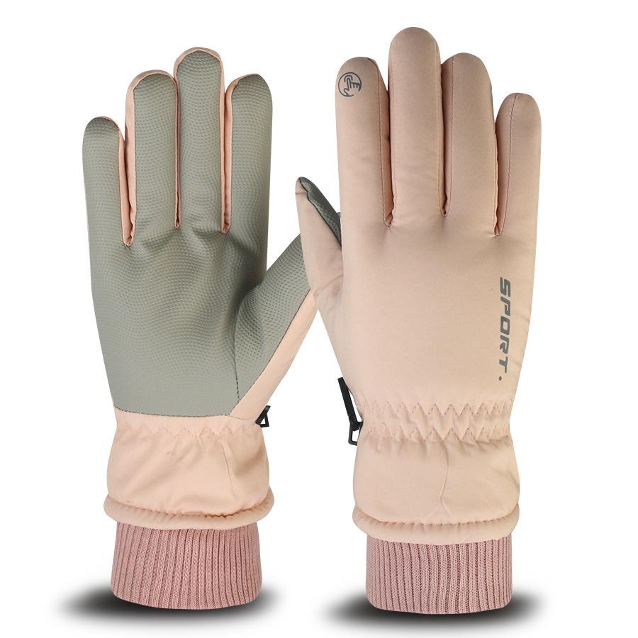 Winter Ski Gloves Touch Screen Women's Fleece Thickened Warm Cycling Electric Car Men's Waterproof Gloves Wholesale