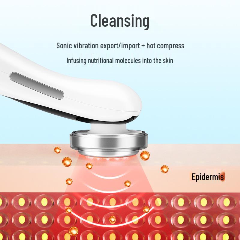 Ultrasonic Electronic Facial Beauty Device with Red & Blue Light Therapy