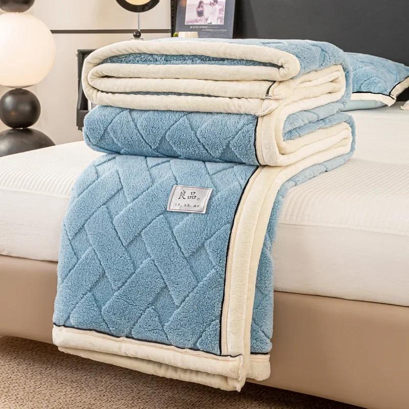 Modern And Simple Rabbit Hair Velvet Blanket Season Universal TMilk Coral Velvet Cover Blankethick Warm Office Nap Sofa Blanket