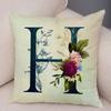 English Flower Beige Letter Print Pillow Case for Sofa Home Decor Floral A-Z Cushion Cover Soft Short Plush Pillowcase 45x45cm