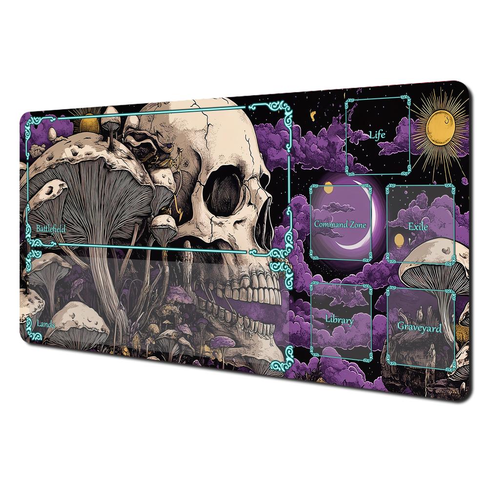 Magic The Gathering Skull Mushroom Playmat MTG Play Mat with Zones Stitched Edges mmmm Thick 30x80x0.2cm