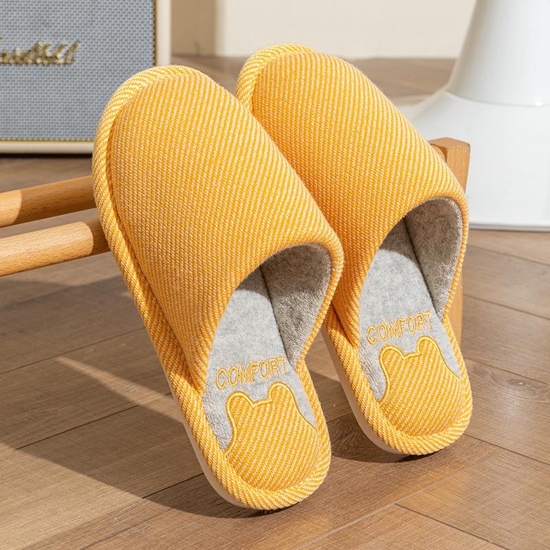 Four seasons linen slippers winter spring and autumn indoor cotton slippers home non-slip couple household cotton and linen slippers