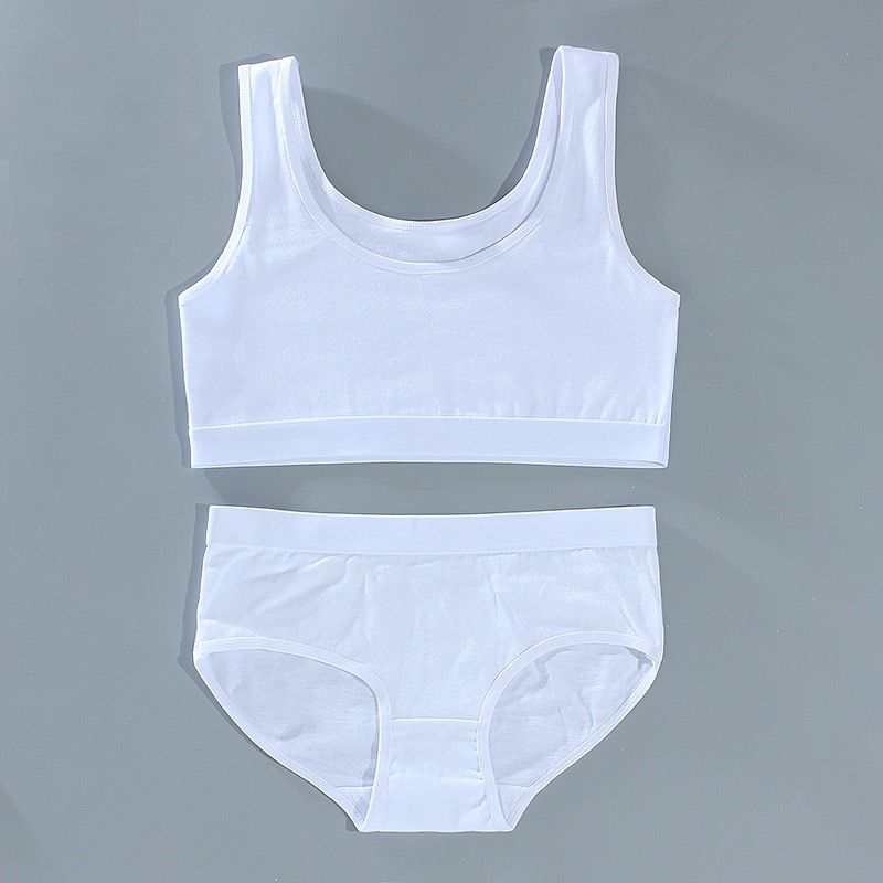 Girls Training Bras Panties Kids Cotton Underwear Sets Teens Students Bra Vest and Panties Wireless Girls Sports Bra 8-16Y