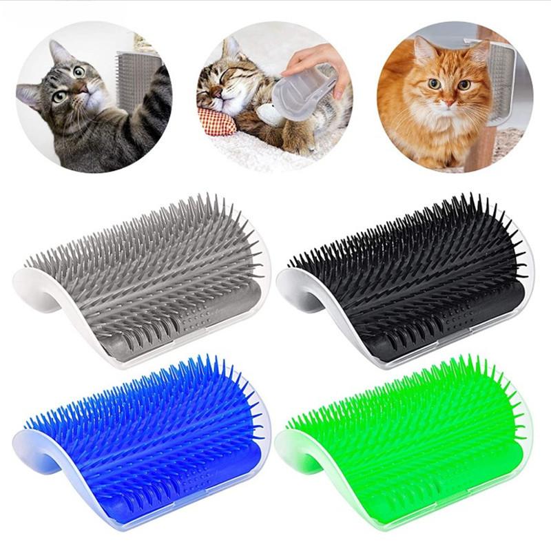 Self-grooming Cat Brush with Catnip Includes a Corner Massage Feature and Scratching Comb for Complete Pet Grooming