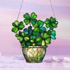 Stained Glass Window Hanging,Green Clovers Sun Catchers Colorful Window Panel Bless Suncatchers Decors Home Decors