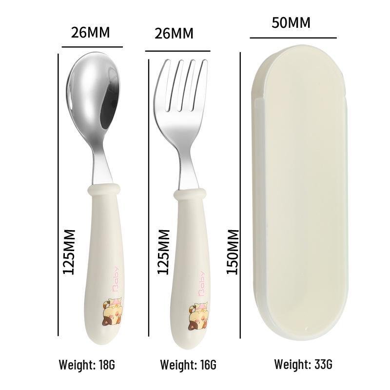 

Скандинавский мультяшный набор детских ложек и вилок из нержавеющей стали 304 - Набор детской посуды и подарочный набор из 3 предметов с круглыми ручками