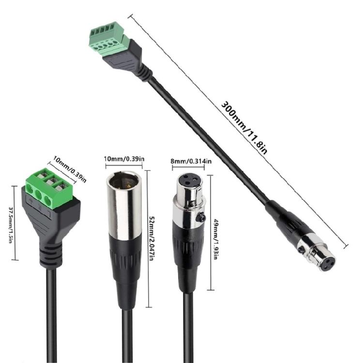 XLRs Female Male to 3Pin Terminals Block Adapter Cable for Sound Signal Transmission and Extension