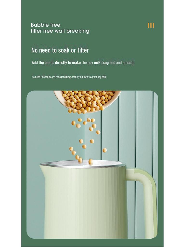 800ml Mini Soy Milk Machine: Fully Automatic, Small Household Appliance for 1-2 People, Food Mixing, and Wall-Breaking Technology