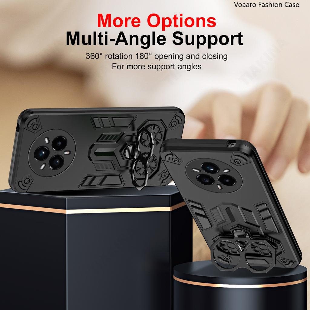 Dual Finger Ring Armor Cover for OPPO Realme 14 Pro Plus Case for Realme 14 Pro Rotate Metal Bracket Kickstand Holder Case Capa