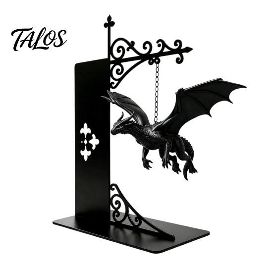 Stabiler Eisen Buchstütze Magisch Schwebender Drache Bücherregal Lampe, Warmes LED Nachtlicht, Fantasy Magie Statue Dekor LeseEcke Dekor, Einzigartiges Geschenk für