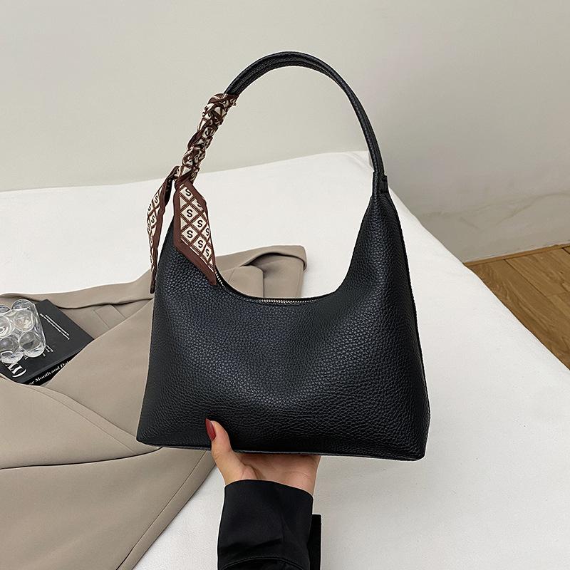 

Simple Light Luxury Solid Color PU Leather Women s Shoulder Bags Elegant Versatile Female Handbag Vintage Ladies Underarm Bags чёрный