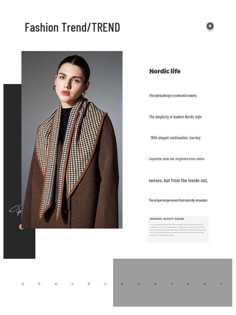 2025 High-End Podzim/Zima Trojúhelníková šála se vzorem kohoutí stopy pro Evropu a Ameriku