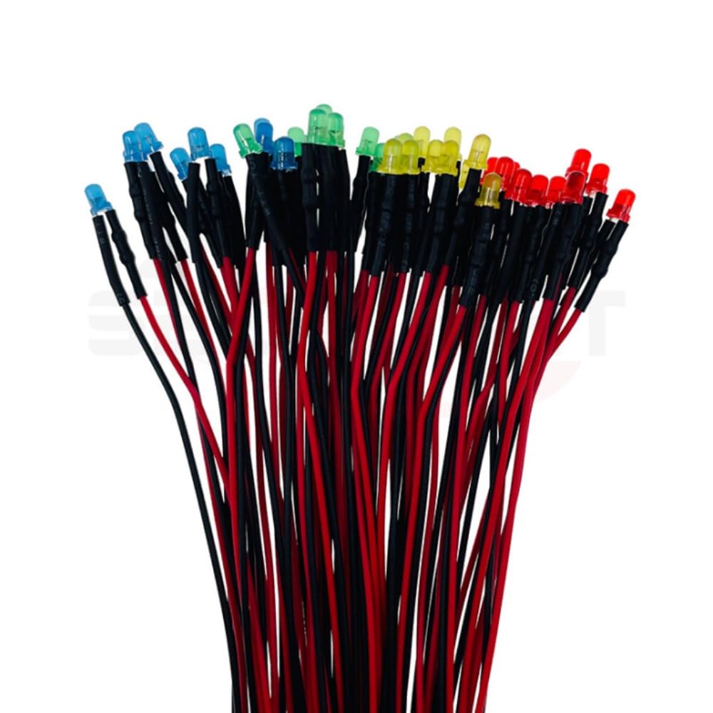 Of 3mm 12V Diodes with Available In 5 with for Diorama Indicator Toy Power and Line Lamps 20-Pack Light-Emitting Wiring, Colors, Resistor, Lighting,