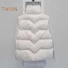 Women Winter Zip-up Vest Coat Thickened Padded Stand Collar Neck Protection Sleeveless Outerwear with Zipper Pockets Solid Color Keep Warm Waistcoat