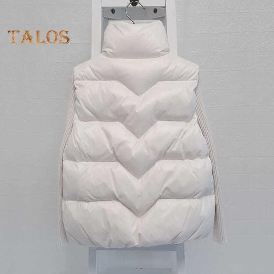 Women Winter Zip-up Vest Coat Thickened Padded Stand Collar Neck Protection Sleeveless Outerwear with Zipper Pockets Solid Color Keep Warm Waistcoat
