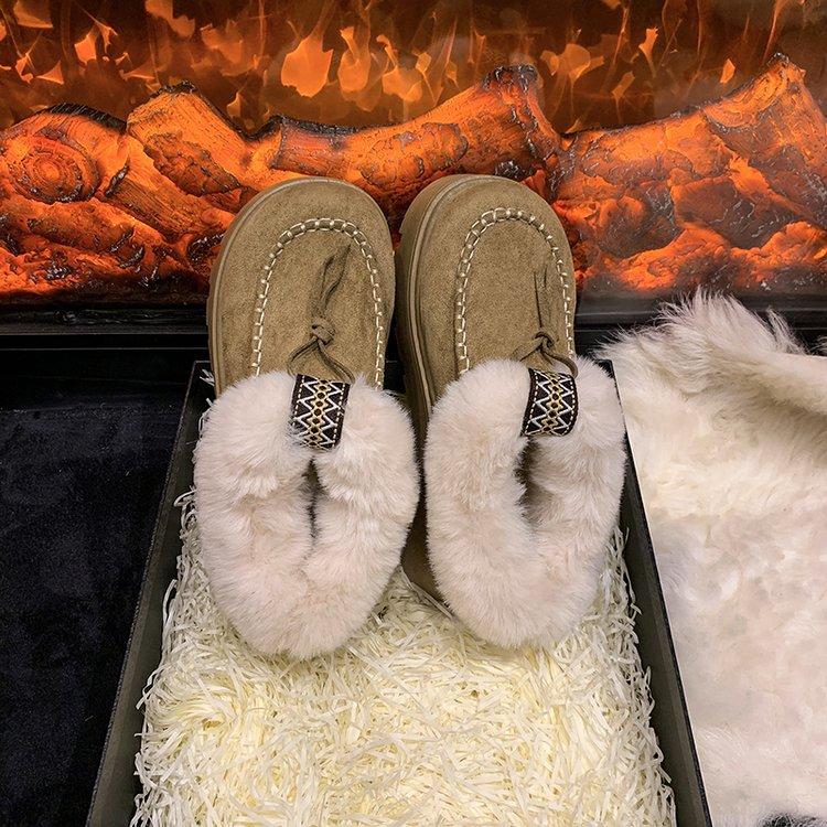 Women's Fashion Soft-Sole Winter Warm Fleece-Lined Snow Boots with Fleece Lining Short Boots, Slip-Resistant Casual Athletic Cotton Boots