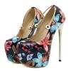Fashion Eilyken Spring Print Flower Platform Woman Pumps Sandals Sexy Extreme Stiletto High Heels Nightclub Party Strippers  Shoes
