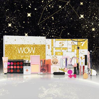 Popfeel WOW Adventskalender Make-up Geschenkbox Set 24 Tage Vollständiges Sortiment Kosmetik Lippenstift Lidschatten Mascara Beauty-Werkzeuge Feiertagsgeschenk für Frauen Mädchen