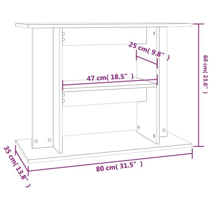VidaXL Support pour aquarium chêne marron 80x35x60cm bois d'ingénierie 833582