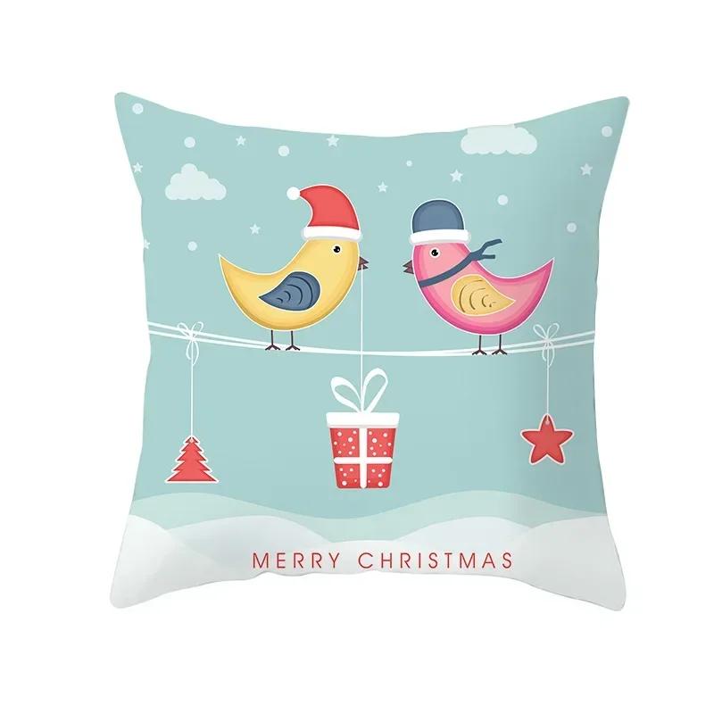 Polyester Fiber Green Series Christmas 2024 Pillow Cover Sofa Cushion Home Decorative Pillows Cover