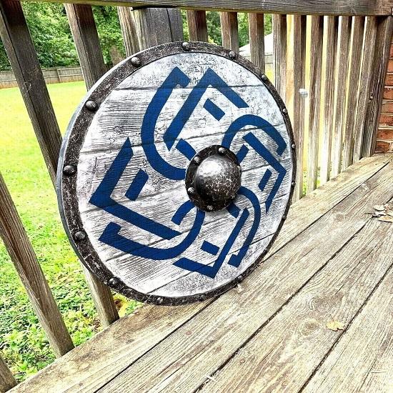 Royal Handicraft Heavy Templar Armor, Viking Steel Shield, and Medieval Wooden Round Lerp