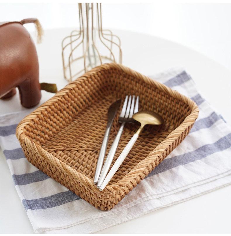 Vietnamese Handmade Woven Autumn Vine Basket for Snacks, Fruit, or Candy - Perfect for Living Room or Coffee Table.