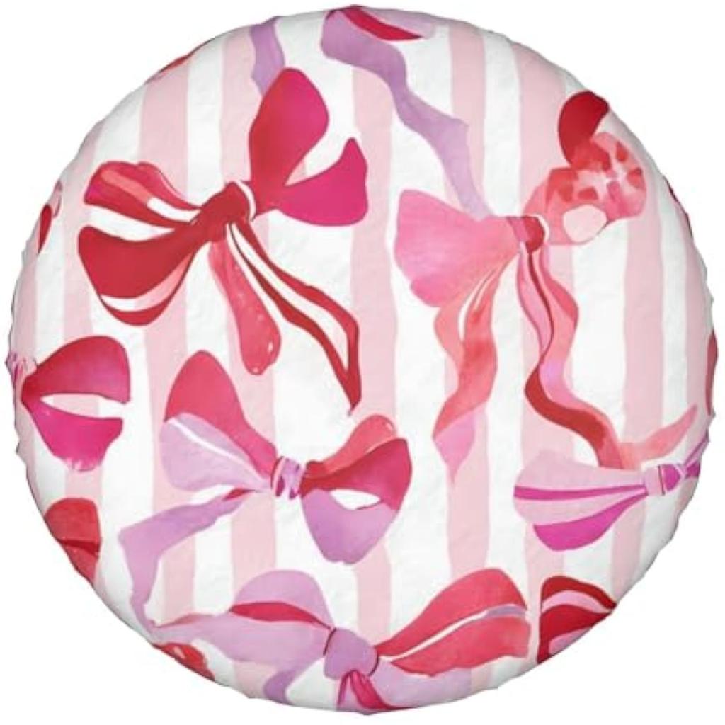 Pink Red Bow Stripe Spare Tire Cover Universal Fit RV SUV Trailer Wheel Protector