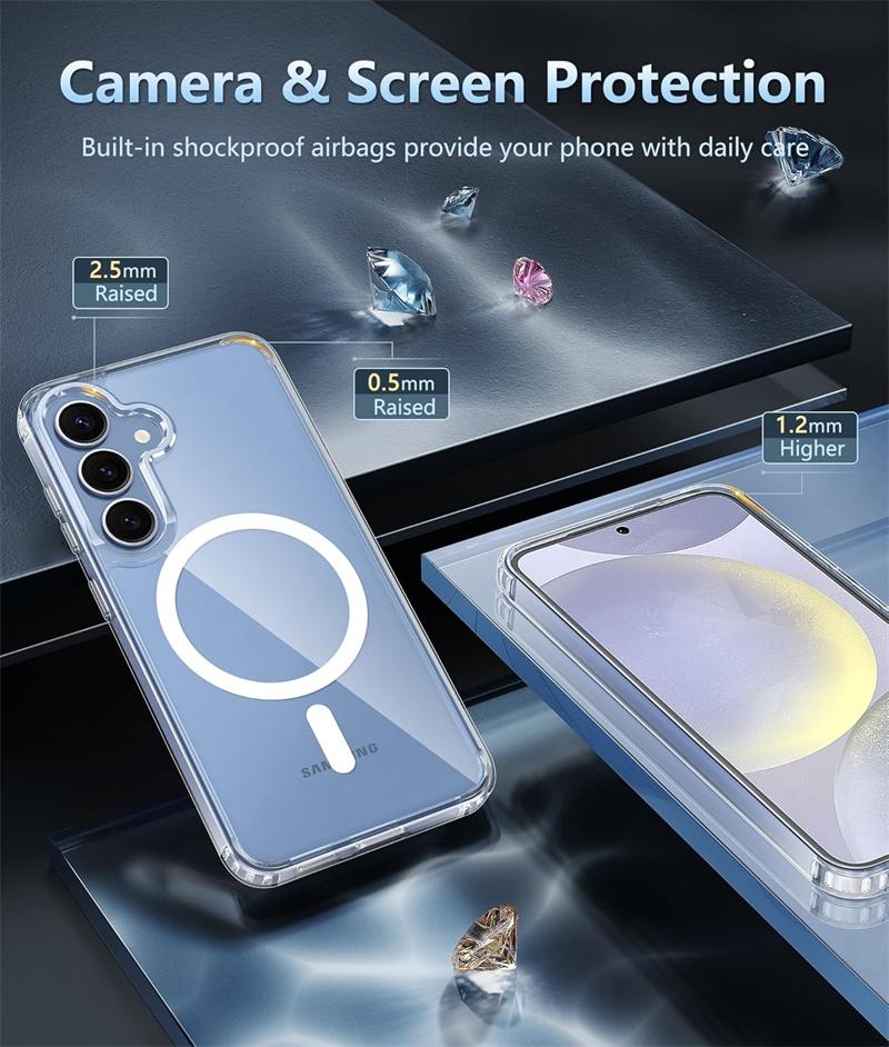 Clear Crystal Magnetic Case for Magsafe Samsung S25 S23 S24 Plus S22 S26 Ultra S21 FE S24fe S25Ultra Shockproof Macsafe Cover