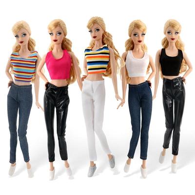 30cm Puppenkleidung, Mode Jeans & Weste Outfit Set, Lässiger Stil Puppenhose und Oberteil, Wechselbare Kleidung für Puppenspielzeug, Geschenk für Mädchen