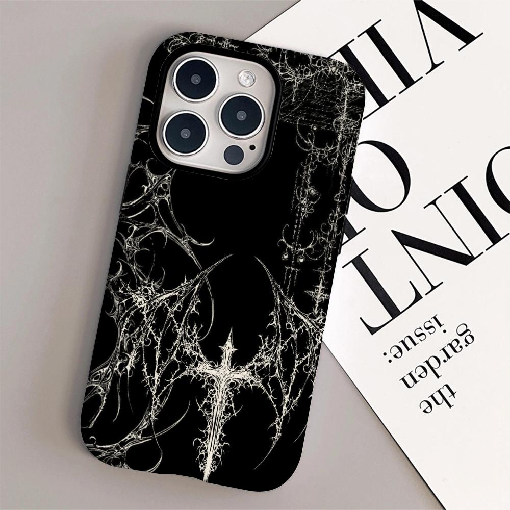 Funda de Teléfono con Diseño Gótico de Arte Oscuro Carcasa de Película Para iPhone 16e 16 15 14 13 12 11 Pro Max Plus XS