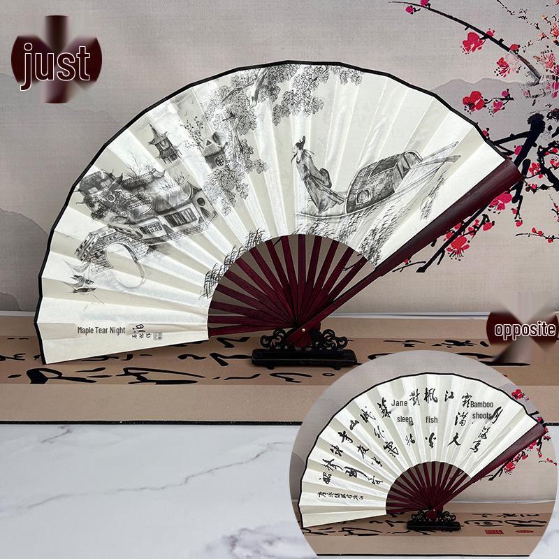 8-Inch & 10-Inch Double-Sided Chinese Ink Painting Folding Fan for Men and Women