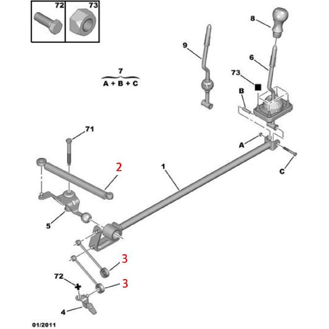 Shift Linkage Rod Gear Shift Link Linkage Rod Gearbox Set 245291 for 206 206Sw 207 Transmission Gear Selector Lever Linkage Rod, Gear Selector Lever