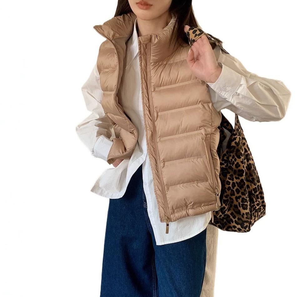Light down cotton vest women's autumn and winter new Korean version stand-up collar vest warm vest jacket