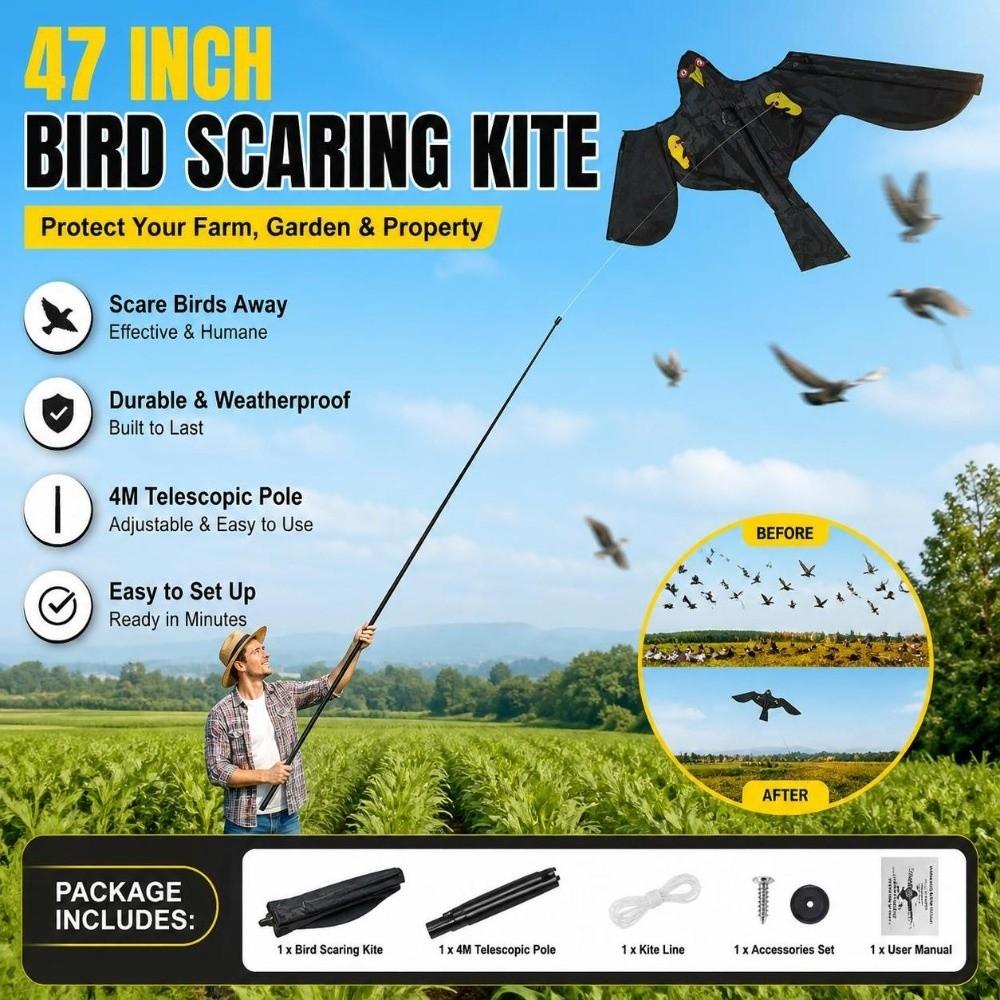 3D Realistic Hawk Bird Kite Frightening Bird Repellent Eagle Kite Bird Scarer Kite Garden