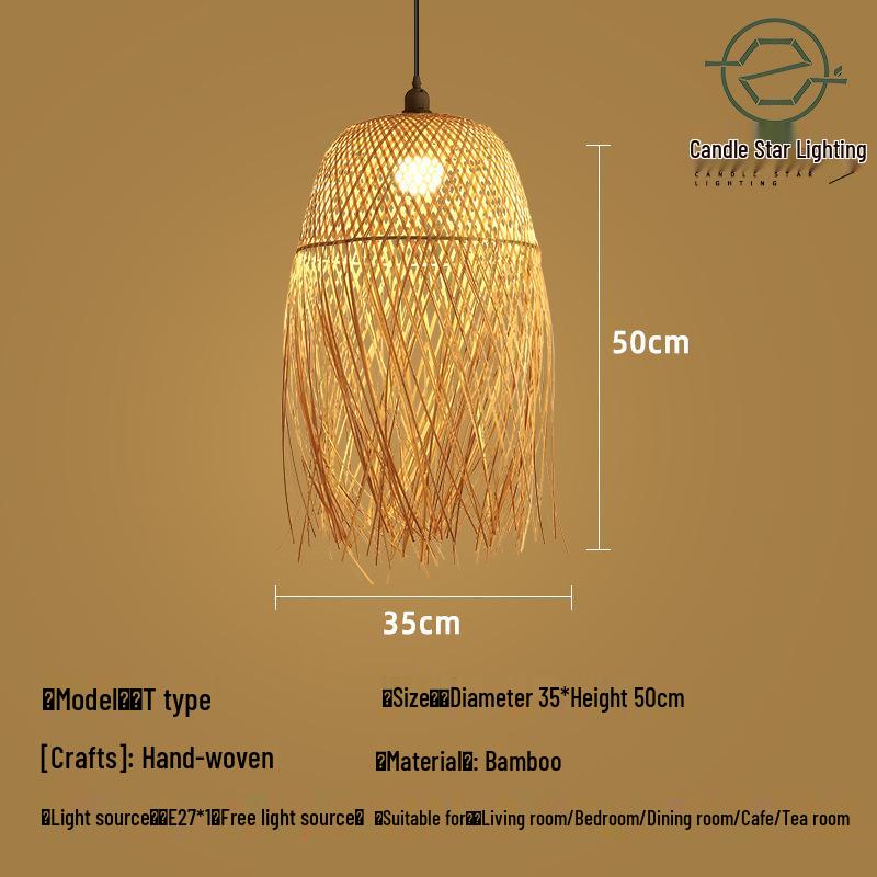Zen Style Bamboo Rattan Pendant Light for Tea Rooms and Restaurants