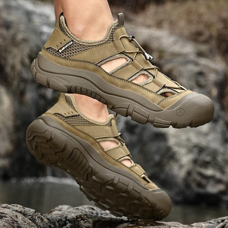 Men's Beach Shoes 2025 Summer Breathable Bag Head Sandals Men's Outdoor Hiking Shoes Casual Large Size Men's Shoes 46
