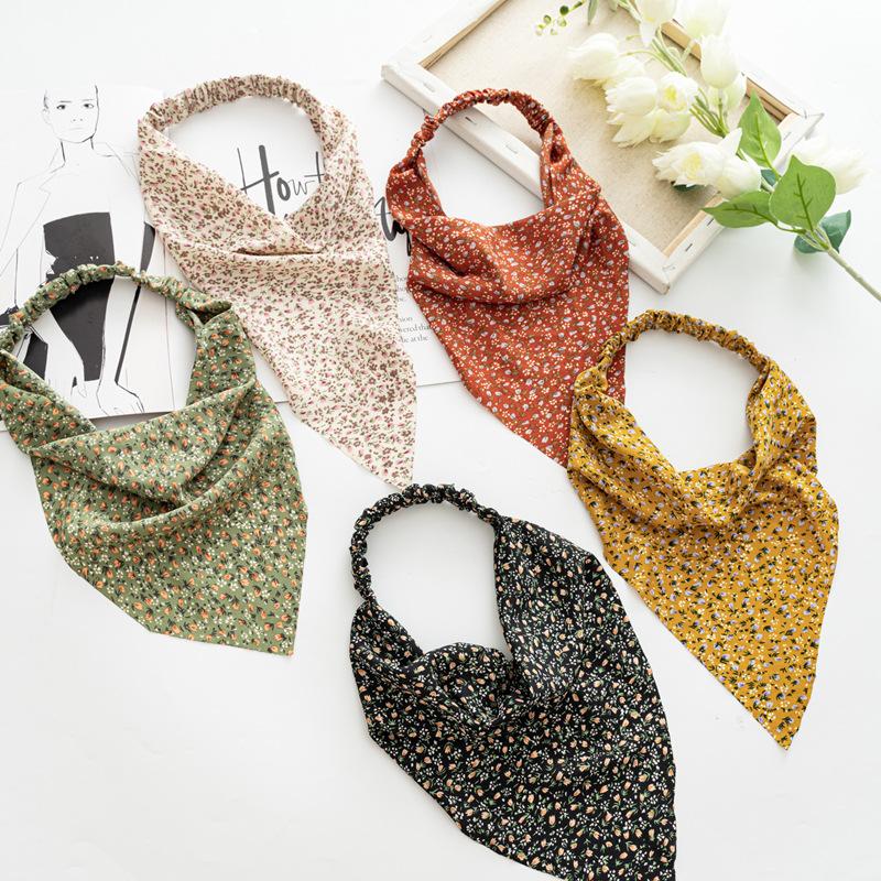 Women's Versatile Headband Triangular Scarf Elastic Hair Band Floral Headscarf Hair Band Hair Band Headband