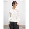 Twisted Flower Embroidered V-neck Cable Knit Sweater - Women's All Cotton Casual Autumn Top