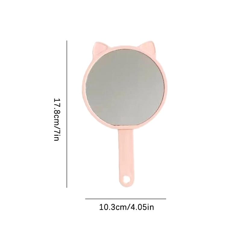 Cartoon Cat Makeup Mirror On Handle Mini Vanity Mirrors Hair Comb Integrated High Definition Portable Women Girl Cosmetic Tools