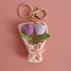 Keychain Pendant Hand Crocheted Flower Key Chain Colorful Yarn Roses Sunflower Charm Key Holder Bag Car Key Accessory