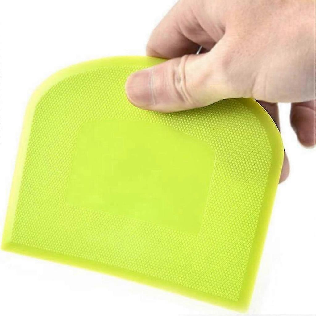 2 Pieces Dough Scraper Food-safe Plastic Dough Cutter Multipurpose Food Scrappers , White, Green