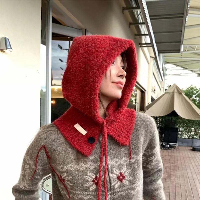 Handcrochet Neck Gaiter Hat for Women Winter Soft Warm Balaclava Hat Shopping Scarf Caps Outdoor Windproof Neckcover Hat