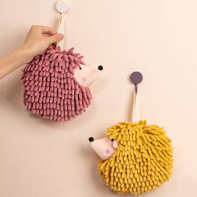 2 Stück Igel-Flaumball-Handtücher, stark saugfähig, schnell trocknend, mit Hängeseil, Mikrofaser-Chenille-Handtuch