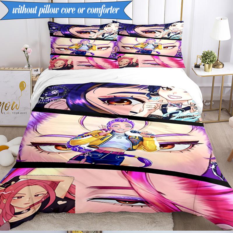 Kpop cartoon 3pcs K-pop music group Bedding set,Ideal for Bedroom, Dormitory,Including Duvet Cover And 2pcs Pillowcases,Fan gifts