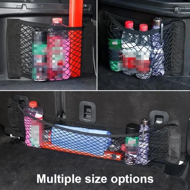 Bolsa de almacenamiento universal para coche, red de doble malla para maletero, bolsa de almacenamiento integrada, red fija para extintor de incendios.