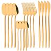 16Pcs Western Black Gold Dinnerware Set Stainless Steel Tableware Flatware Cutlery Set Dinner Knife Fork Spoon Silverware