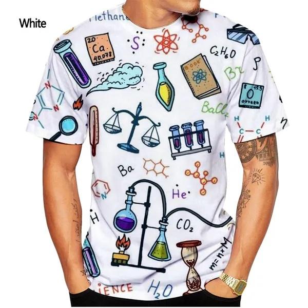 Funny Math Formula 3D Printed Graphs T-shirts Summer Casual Round Neck Short-sleeved Men's T-shirts