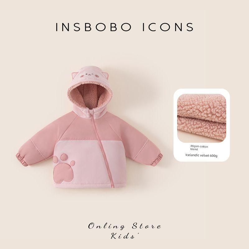 Girls  Cotton-Padded Jacket 2025 Winter Children s Coat New Winter Clothing Cotton-Padded Jacket Baby Thickened Children s Clothing Cotton Coat Pink 80